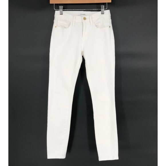 Frame Women's Le Skinny De Jeanne Crop Jeans Size 25 White Mid Rise Coastal - Picture 1 of 11
